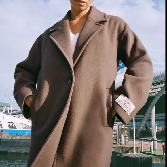 Aritzia Wilfred Rocco Wool Coat Dovetail Taupe - Picture 4 of 10